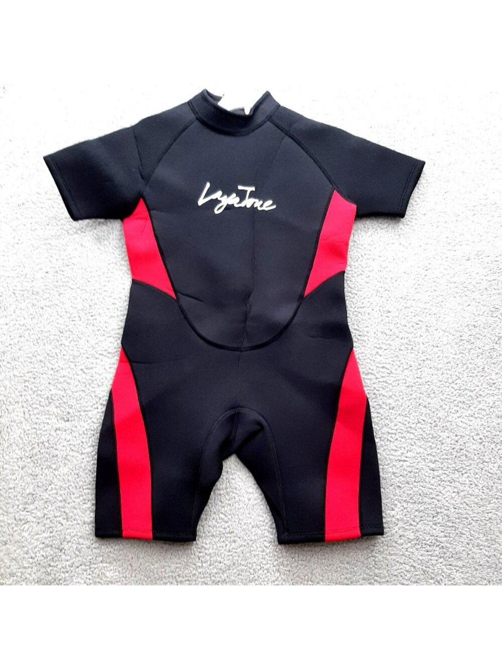 LayaTone Womens Short Sleeve Wetsuit L Black Red Neoprene Nylon